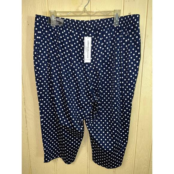 Alfred Dunner Pants Womens 24W Crop Pedal Pusher Capri Navy BluePolka Dot - Picture 7 of 10
